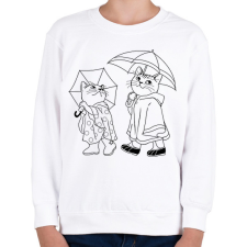 PRINTFASHION Macskák az esőben - Gyerek pulóver - Fehér gyerek pulóver, kardigán