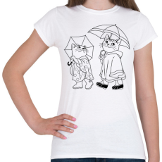 PRINTFASHION Macskák az esőben - Női póló - Fehér