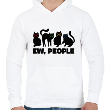 PRINTFASHION Macskák ehh people - Férfi kapucnis pulóver - Fehér férfi pulóver, kardigán
