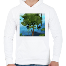 PRINTFASHION macskák - Férfi kapucnis pulóver - Fehér