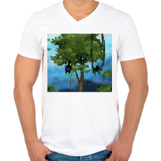 PRINTFASHION macskák - Férfi V-nyakú póló - Fehér