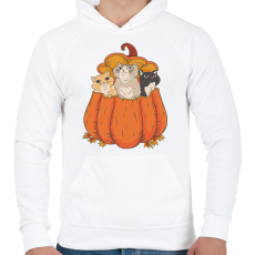 PRINTFASHION Macskák tökben - Férfi kapucnis pulóver - Fehér