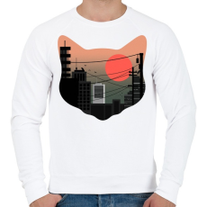 PRINTFASHION Macskák városa - Férfi pulóver - Fehér