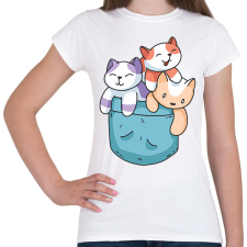 PRINTFASHION Macskák zsebben - Női póló - Fehér női póló