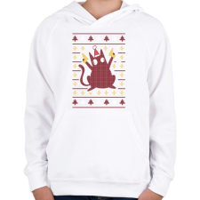 PRINTFASHION Macskás csúnya pulcsis minta - Gyerek kapucnis pulóver - Fehér gyerek pulóver, kardigán