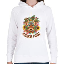 PRINTFASHION macskás fadísz - Női kapucnis pulóver - Fehér női pulóver, kardigán