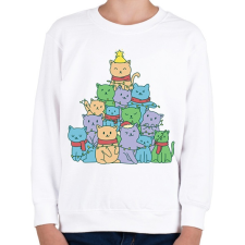 PRINTFASHION Macskás karácsonyfa - Gyerek pulóver - Fehér gyerek pulóver, kardigán
