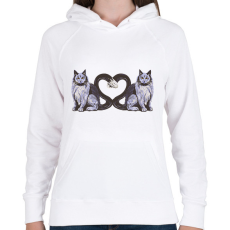 PRINTFASHION Macskás szív - Női kapucnis pulóver - Fehér