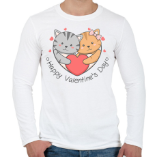 PRINTFASHION Macskás Valentin nap - Férfi hosszú ujjú póló - Fehér