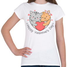 PRINTFASHION Macskás Valentin nap - Női póló - Fehér
