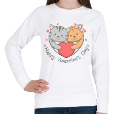 PRINTFASHION Macskás Valentin nap - Női pulóver - Fehér női pulóver, kardigán