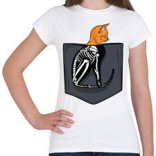 PRINTFASHION Macskás zsebminta - Női póló - Fehér női póló