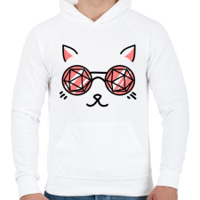 PRINTFASHION Macskaszem - Férfi kapucnis pulóver - Fehér férfi pulóver, kardigán