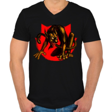 PRINTFASHION Macskaszörny - Férfi V-nyakú póló - Fekete