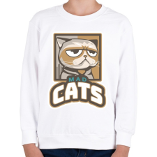 PRINTFASHION Mad Cats - Gyerek pulóver - Fehér gyerek pulóver, kardigán