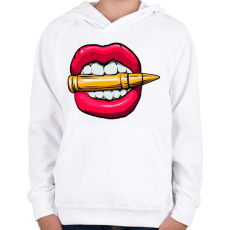 PRINTFASHION Mad lips - Gyerek kapucnis pulóver - Fehér