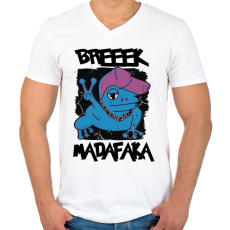 PRINTFASHION Madafaka - béka breeek - Férfi V-nyakú póló - Fehér