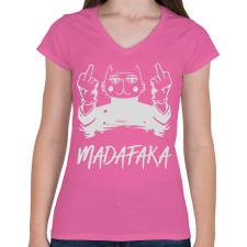 PRINTFASHION Madafaka - macska sötét alaphoz - Női V-nyakú póló - Rózsaszín női póló