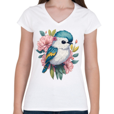 PRINTFASHION Madár bébi - Női V-nyakú póló - Fehér