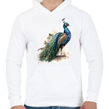 PRINTFASHION madár - Férfi kapucnis pulóver - Fehér férfi pulóver, kardigán