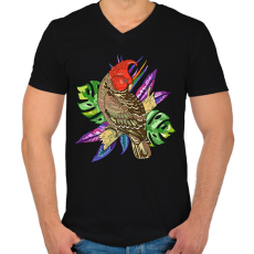 PRINTFASHION Madár  - Férfi V-nyakú póló - Fekete