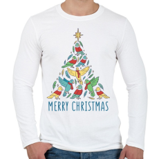 PRINTFASHION Madár karácsonyfa - Férfi hosszú ujjú póló - Fehér
