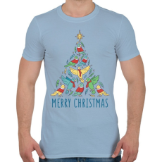 PRINTFASHION Madár karácsonyfa - Férfi póló - Világoskék
