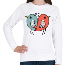 PRINTFASHION Madár szerelem - Női pulóver - Fehér női pulóver, kardigán