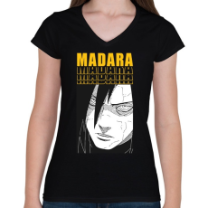 PRINTFASHION Madara - Női V-nyakú póló - Fekete