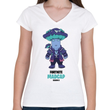 PRINTFASHION Madcap - Fortnite Season 8 - Női V-nyakú póló - Fehér női póló