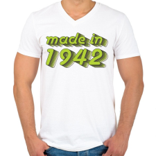 PRINTFASHION made-in-1942-green-grey - Férfi V-nyakú póló - Fehér férfi póló