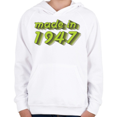 PRINTFASHION made-in-1947-green-grey - Gyerek kapucnis pulóver - Fehér