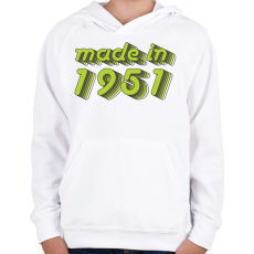 PRINTFASHION made-in-1951-green-grey - Gyerek kapucnis pulóver - Fehér