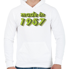 PRINTFASHION made-in-1957-green-grey - Férfi kapucnis pulóver - Fehér