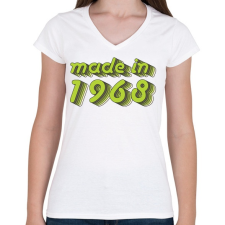 PRINTFASHION made-in-1968-green-grey - Női V-nyakú póló - Fehér női póló