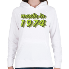 PRINTFASHION made-in-1974-green-grey - Női kapucnis pulóver - Fehér női pulóver, kardigán