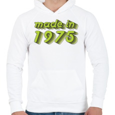 PRINTFASHION made-in-1975-green-grey - Férfi kapucnis pulóver - Fehér