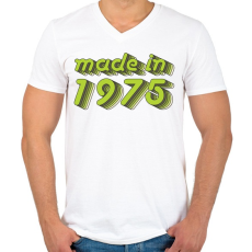 PRINTFASHION made-in-1975-green-grey - Férfi V-nyakú póló - Fehér