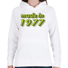 PRINTFASHION made-in-1977-green-grey - Női kapucnis pulóver - Fehér női pulóver, kardigán