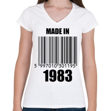 PRINTFASHION Made in 1983 - Női V-nyakú póló - Fehér női póló