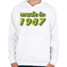 PRINTFASHION made-in-1987-green-grey - Gyerek kapucnis pulóver - Fehér
