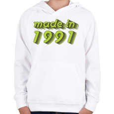 PRINTFASHION made-in-1991-green-grey - Gyerek kapucnis pulóver - Fehér