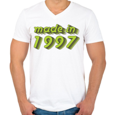 PRINTFASHION made-in-1997-green-grey - Férfi V-nyakú póló - Fehér férfi póló