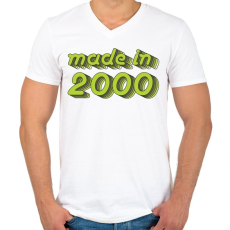 PRINTFASHION made-in-2000-green-grey - Férfi V-nyakú póló - Fehér