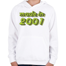 PRINTFASHION made-in-2001-green-grey - Gyerek kapucnis pulóver - Fehér