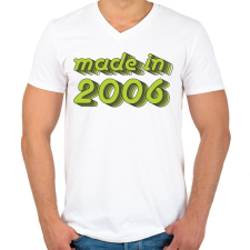PRINTFASHION made-in-2006-green-grey - Férfi V-nyakú póló - Fehér férfi póló