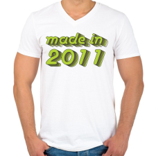 PRINTFASHION made-in-2011-green-grey - Férfi V-nyakú póló - Fehér férfi póló