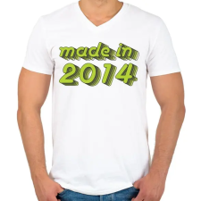PRINTFASHION made-in-2014-green-grey - Férfi V-nyakú póló - Fehér férfi póló