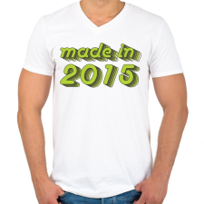 PRINTFASHION made-in-2015-green-grey - Férfi V-nyakú póló - Fehér férfi póló