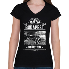 PRINTFASHION Maffia Budapest - Női V-nyakú póló - Fekete
